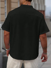 Chemise manches courtes boutonnée noir — vue portée de dos