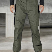 Pantalon tactique poches zippées vert olive — vue portée de face, intérieur