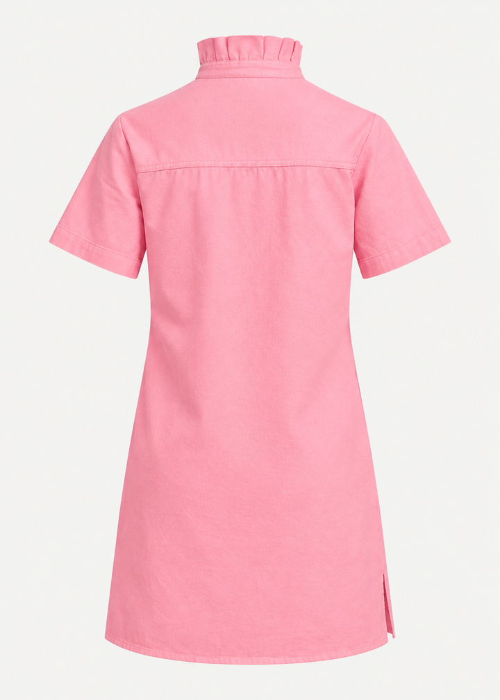 Robe courte rose à quatre boutons seule, vue de dos