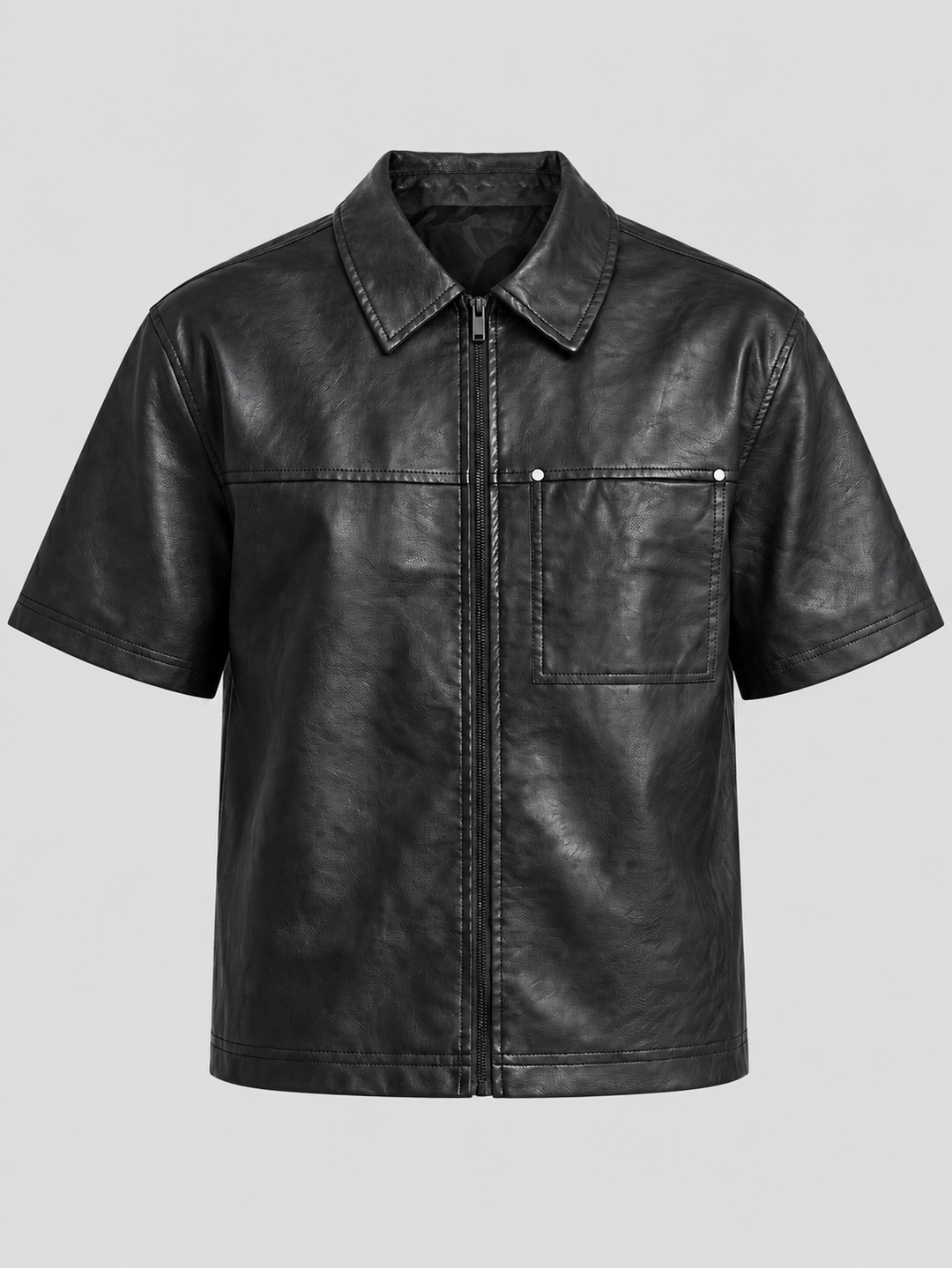 Chemise zippée noire, pièce isolée vue de face