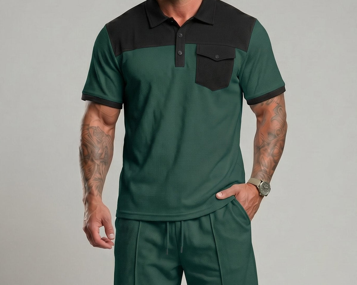 Détail du produit : Ensemble polo boutonné et short