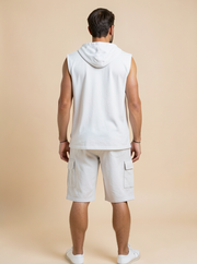 Ensemble sans manches et short cargo — vue de dos. Soniel Paris.
