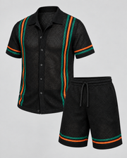 Ensemble chemise mesh et short noir, vue isolée de trois quarts