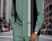Ensemble manches longues et pantalon vert menthe — vue portée de face