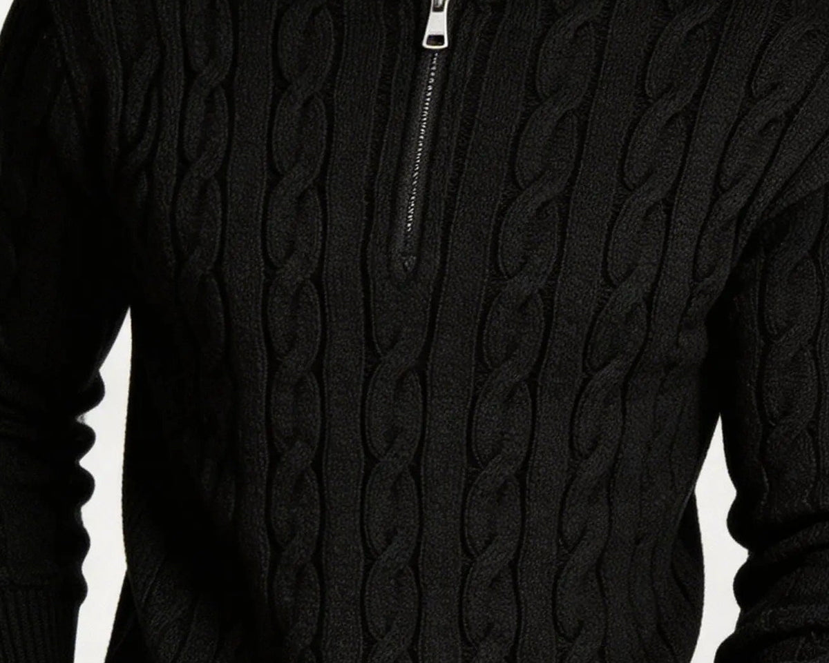 Pull demi-zip à torsades