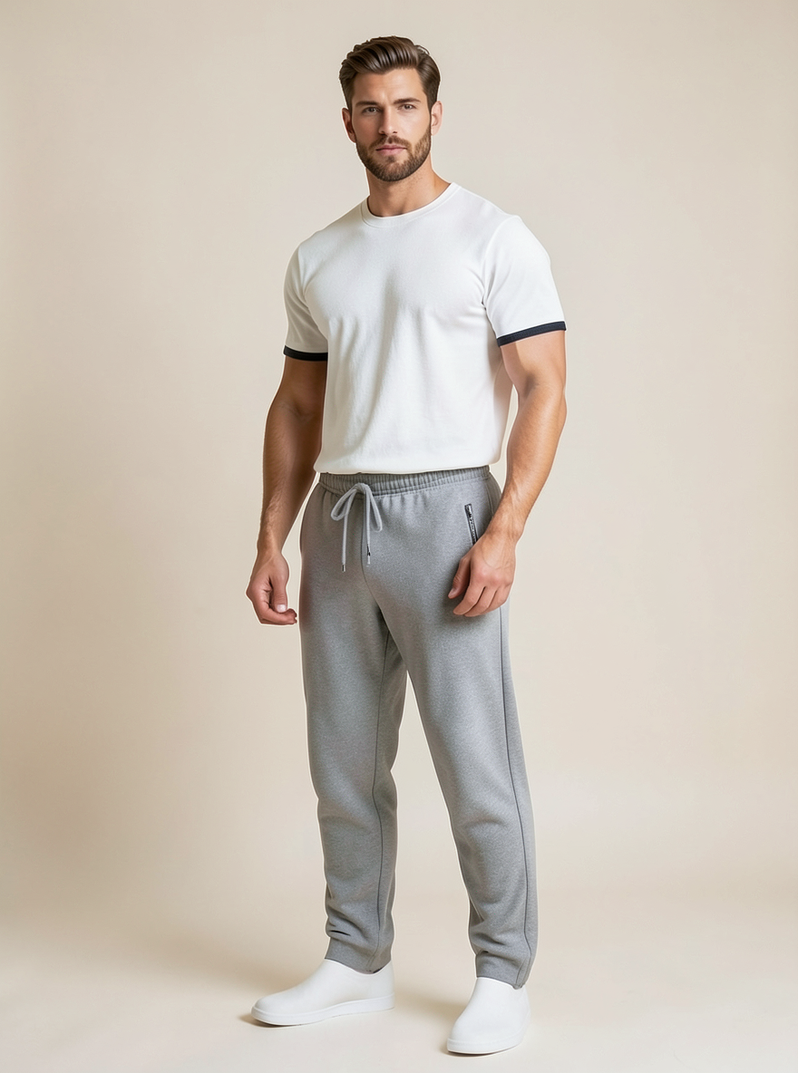 Pantalon à cordon zippé — vue de face. Soniel Paris.