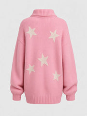 Robe en maille rose à étoiles claires — pièce isolée, vue de dos