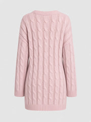 Robe mini rose ajourée à torsades — pièce isolée, vue de dos