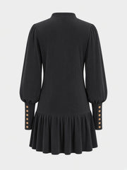 Robe mini noire à manches ballon — pièce isolée, vue de dos
