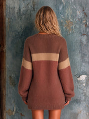 Robe rouille à bandes contrastées — dos avec mannequin