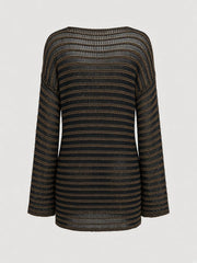 Robe mini noire et dorée à col bateau — pièce isolée, vue de dos