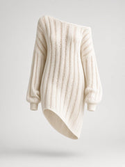 Robe mini écru ajourée à épaules dénudées — pièce isolée, vue de face