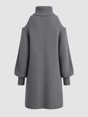 Robe courte grise à col zippé — pièce isolée, vue de dos