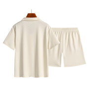 Ensemble chemise col et short crème — pièce isolée, vue de dos