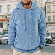 Sweat à capuche aspect duveteux bleu clair — vue portée de face