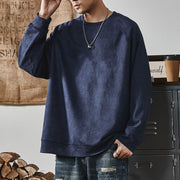 Sweat uni à épaules tombantes bleu marine — vue portée de face