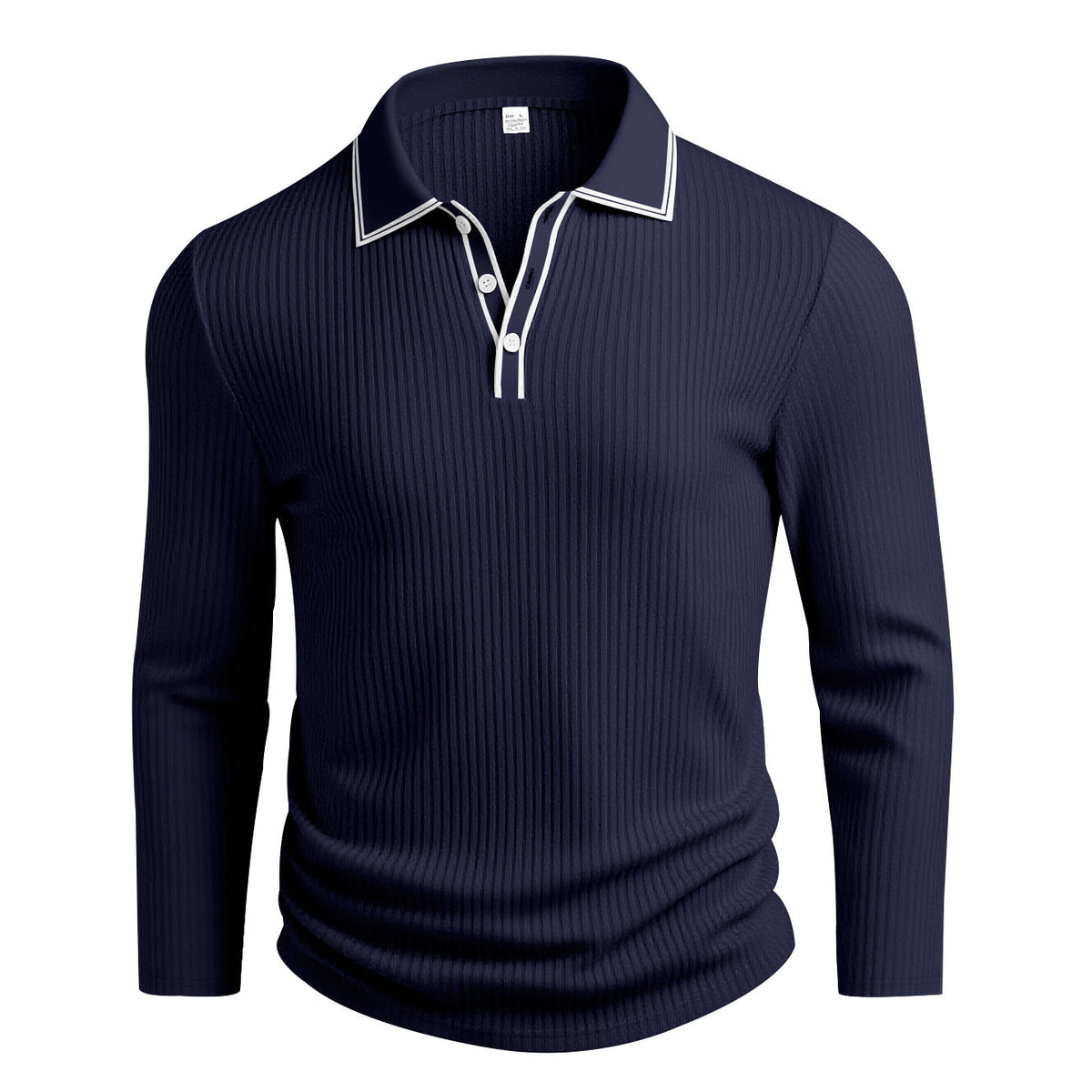 Polo jacquard manches longues, vue de trois-quarts