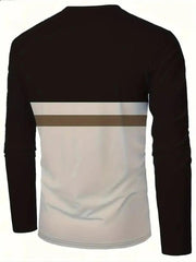 T-shirt noir et beige à manches longues, vue portée de dos