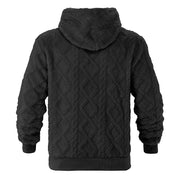 Sweat à capuche aspect duveteux noir — pièce isolée, vue de dos
