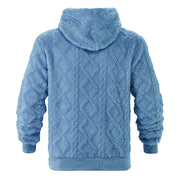 Sweat à capuche aspect duveteux bleu clair — pièce isolée, vue de dos