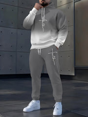 Ensemble sweat à capuche dégradé gris — vue portée en pied