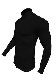 Haut demi-zip noir à manches longues, vue de profil