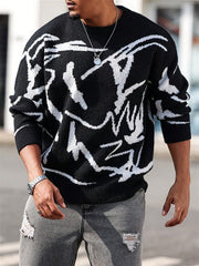 Pull col rond contrastant noir — vue portée de face