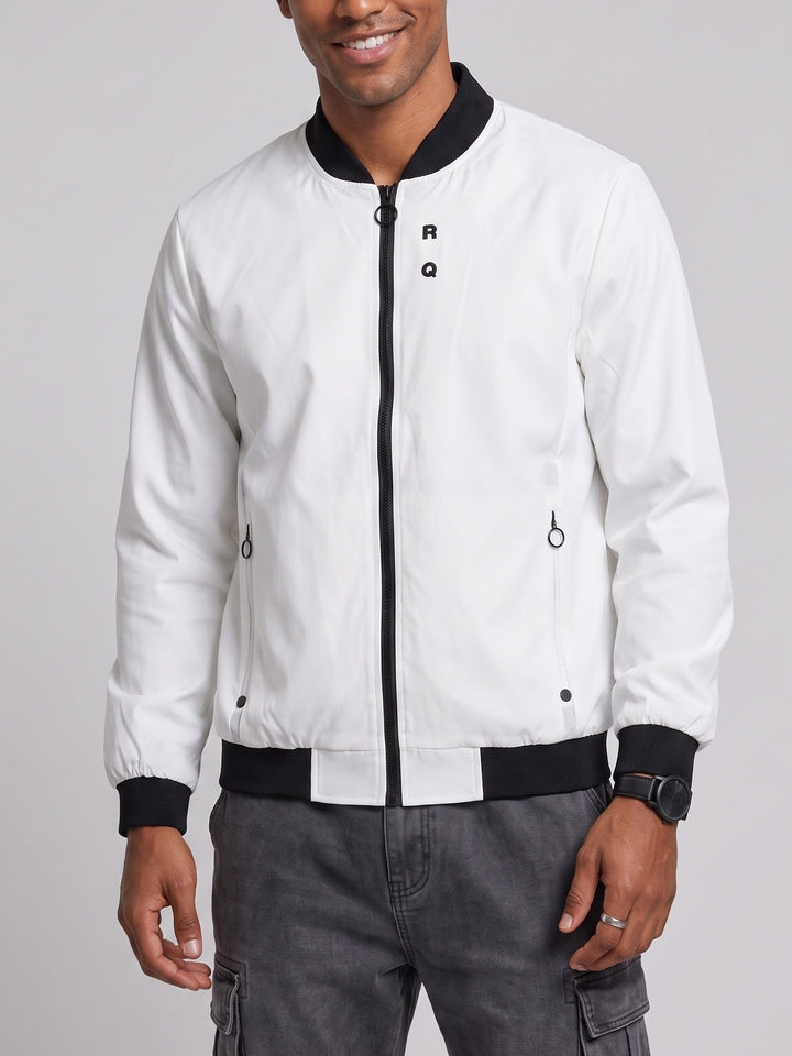 Veste zippée à col montant blanche — vue de face