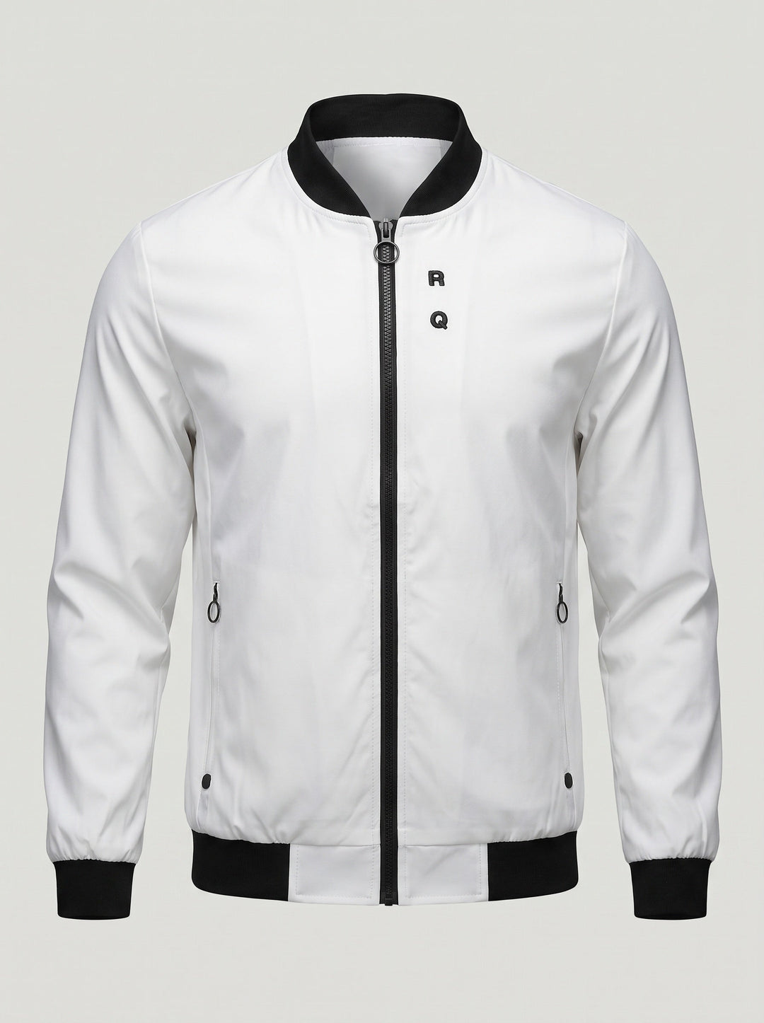 Veste zippée à col montant blanche — vue à plat