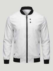 Veste zippée à col montant blanche — vue à plat