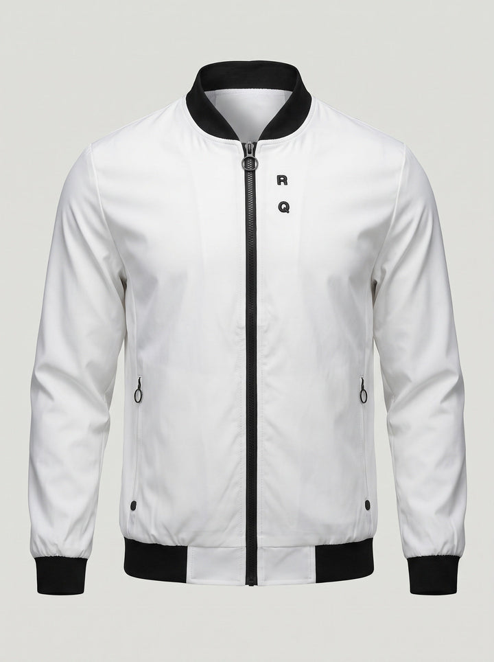 Veste zippée à col montant blanche — vue à plat