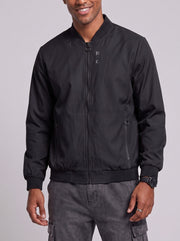 Veste zippée à col montant noire — vue de face