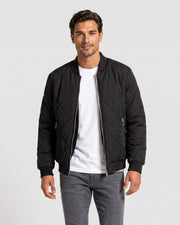 Blouson matelassé zippé noir, vue portée de face
