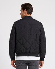 Blouson matelassé zippé noir, vue portée de dos