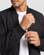 Blouson matelassé zippé noir, détail du poignet