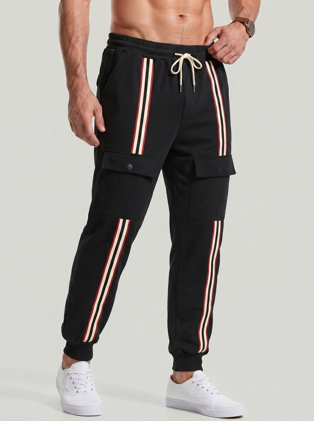Jogger cargo à bandes contrastées — vue complémentaire du produit.