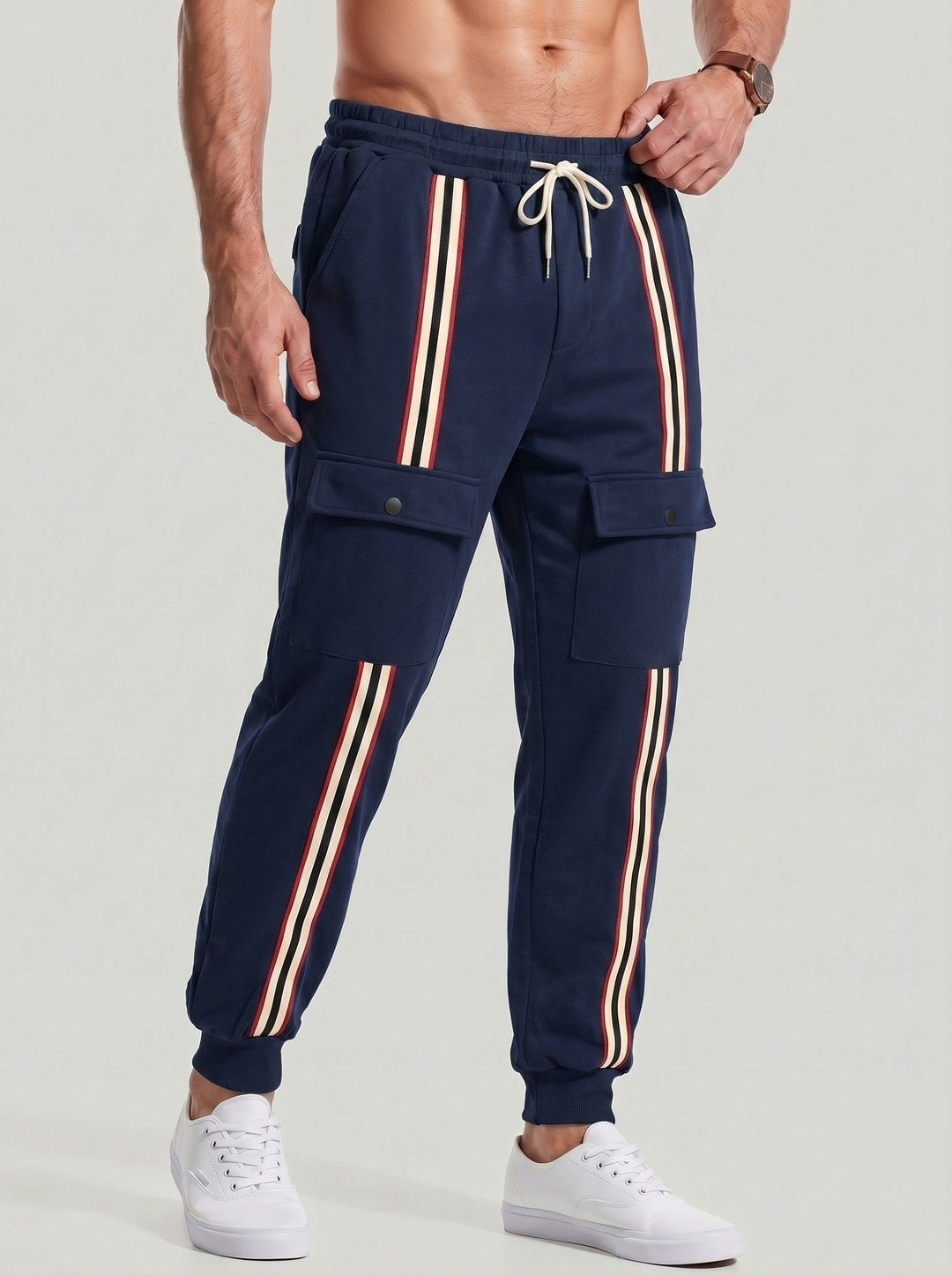 Jogger cargo à bandes contrastées — vue complémentaire du produit.
