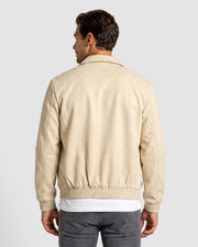 Veste zippée beige à poches plaquées, vue portée de dos