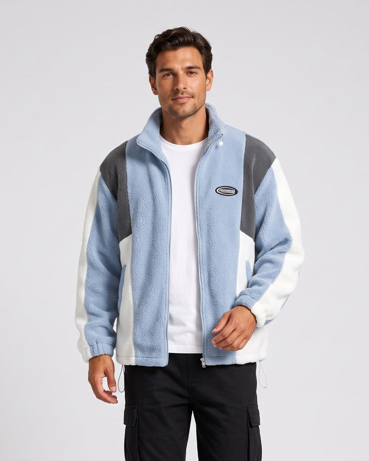 Veste zippée à empiècements contrastés — vue de face