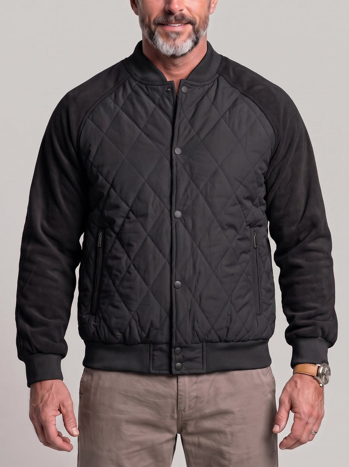 Blouson à surpiqûres en losanges noir — vue de face