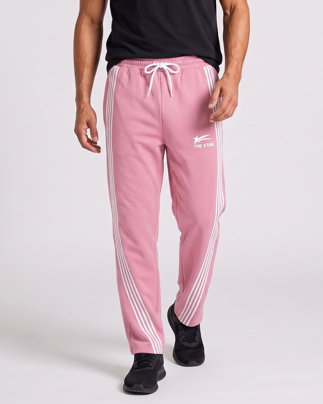 Pantalon jogging à bandes latérales, porté