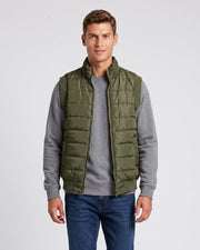 Gilet poche zippée grandes tailles vert olive — vue portée de face, autre prise