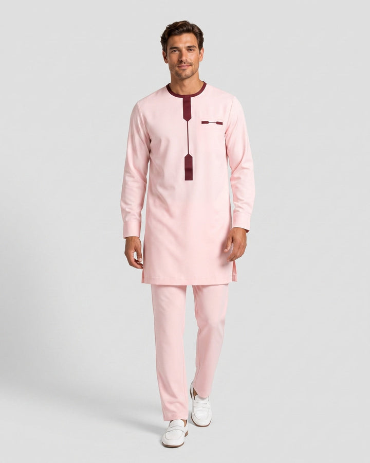Ensemble tunique et pantalon rose — vue de face