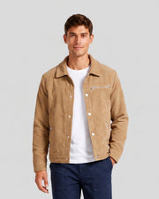 Veste en velours côtelé camel, vue portée de face
