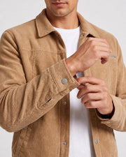 Veste en velours côtelé camel, détail du poignet