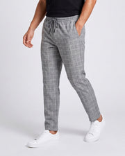 Pantalon à carreaux avec cordon gris clair — vue portée de profil