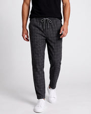 Pantalon à carreaux avec cordon gris foncé — vue de face