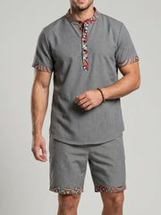 Tenue haut et short gris, vue portée de face