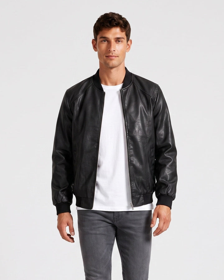 Blouson noir décontracté — vue de face
