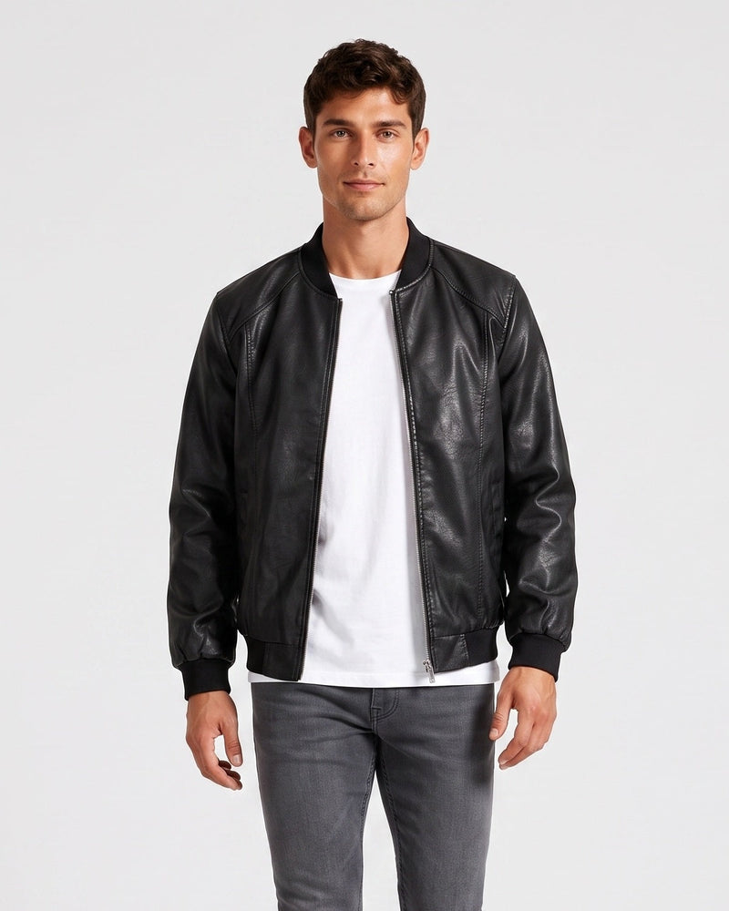 Blouson noir décontracté — vue de face